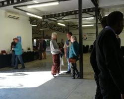 Early morning coffee: Marion, Jaco and Johanna